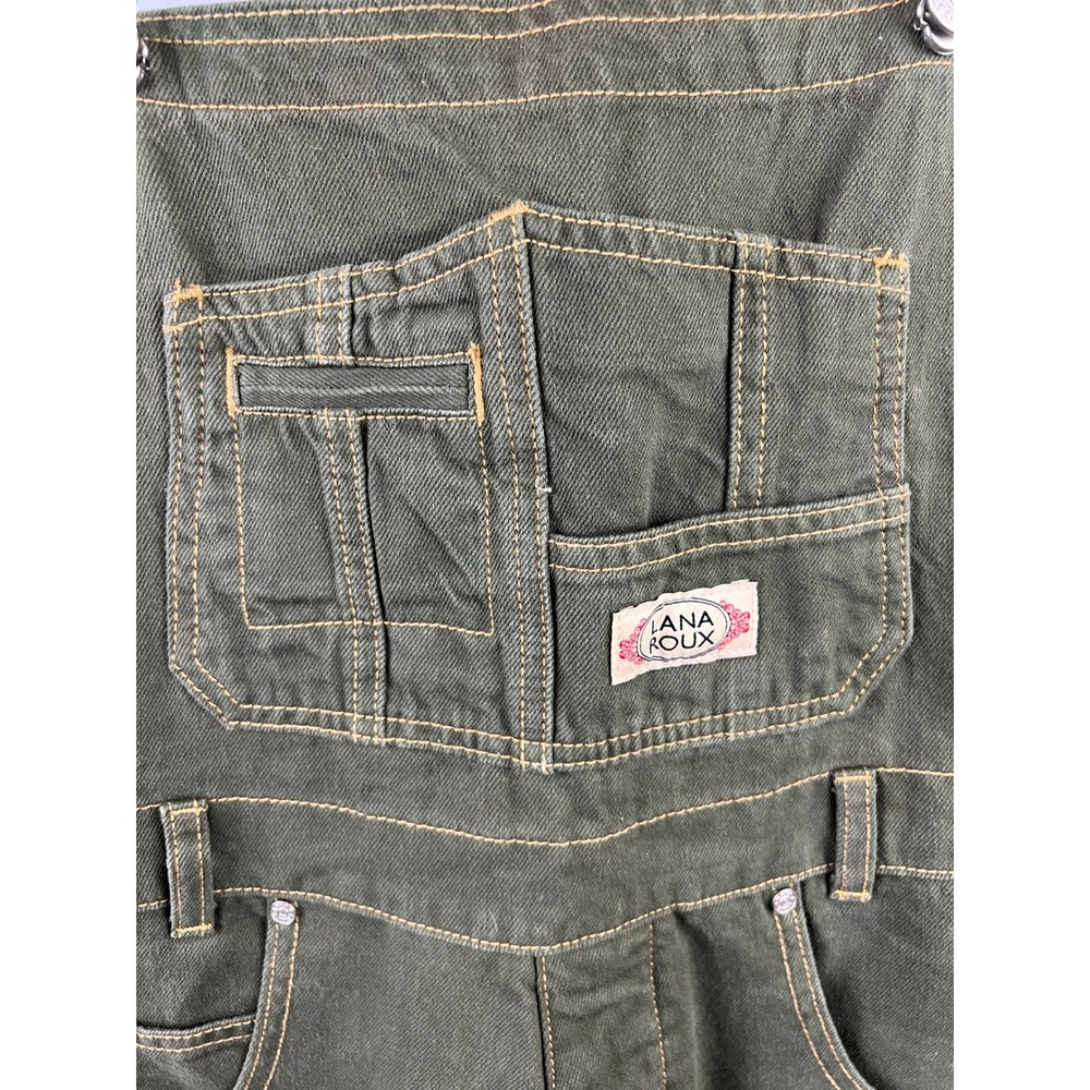 Luna‎ Roux 90s Retro Dungaree Utility Twill Overalls Size M Wide Leg Olive Green - Picture 3 of 7